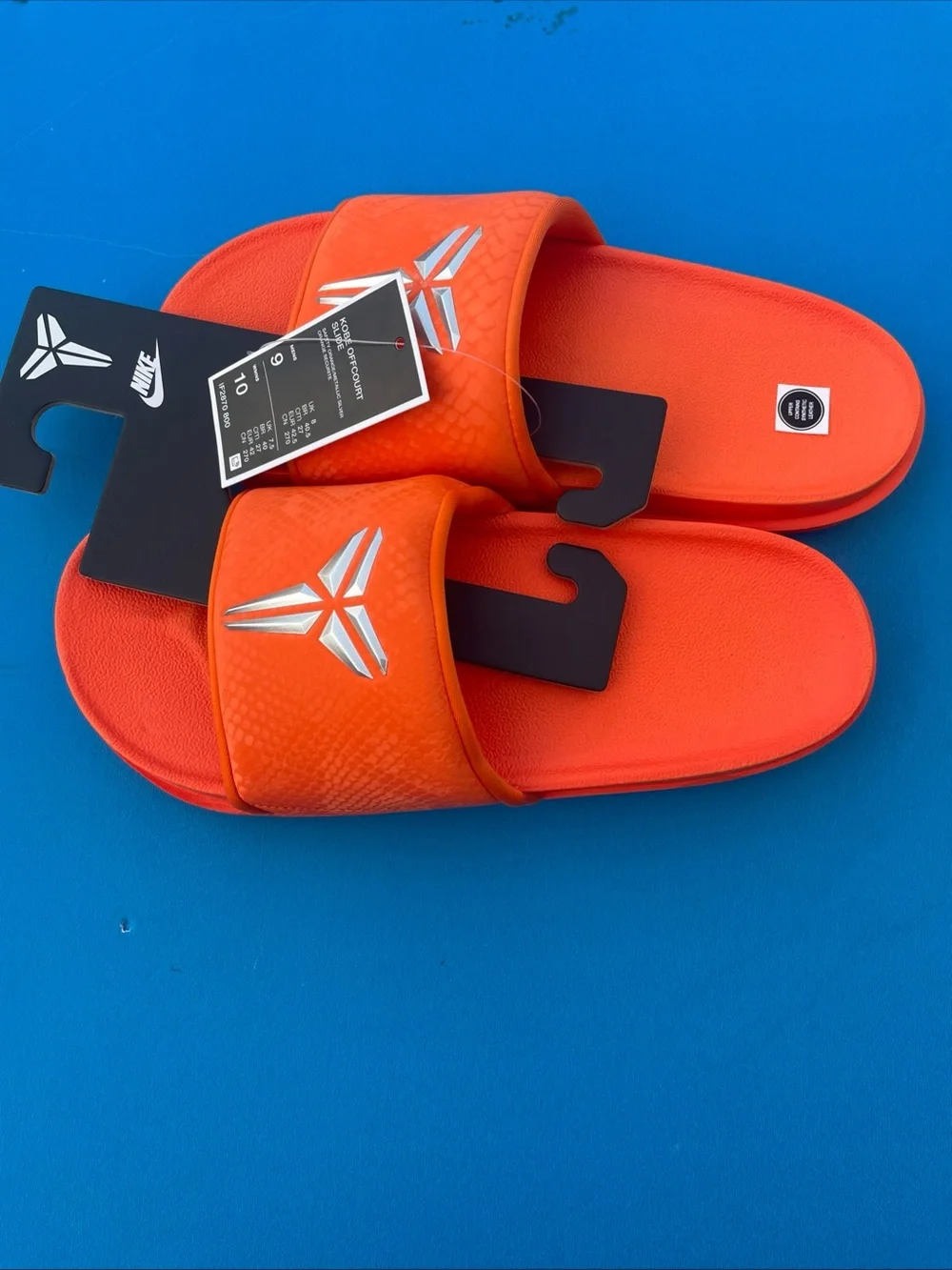 Nike Kobe Offcourt Slide Size 9 Orange Silver Open Toe Slides IF2870-800 NWT